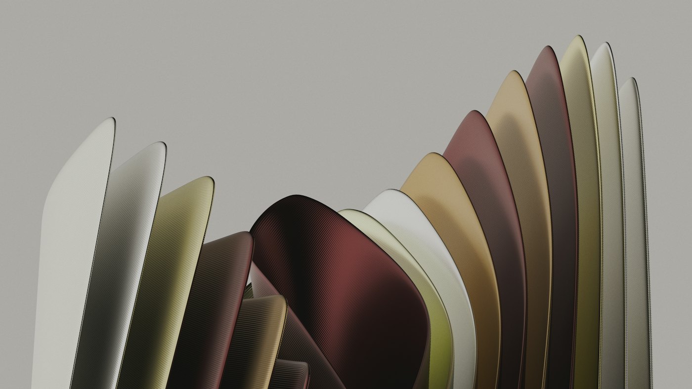 Fan of fabric swatches in neutral and warm tones